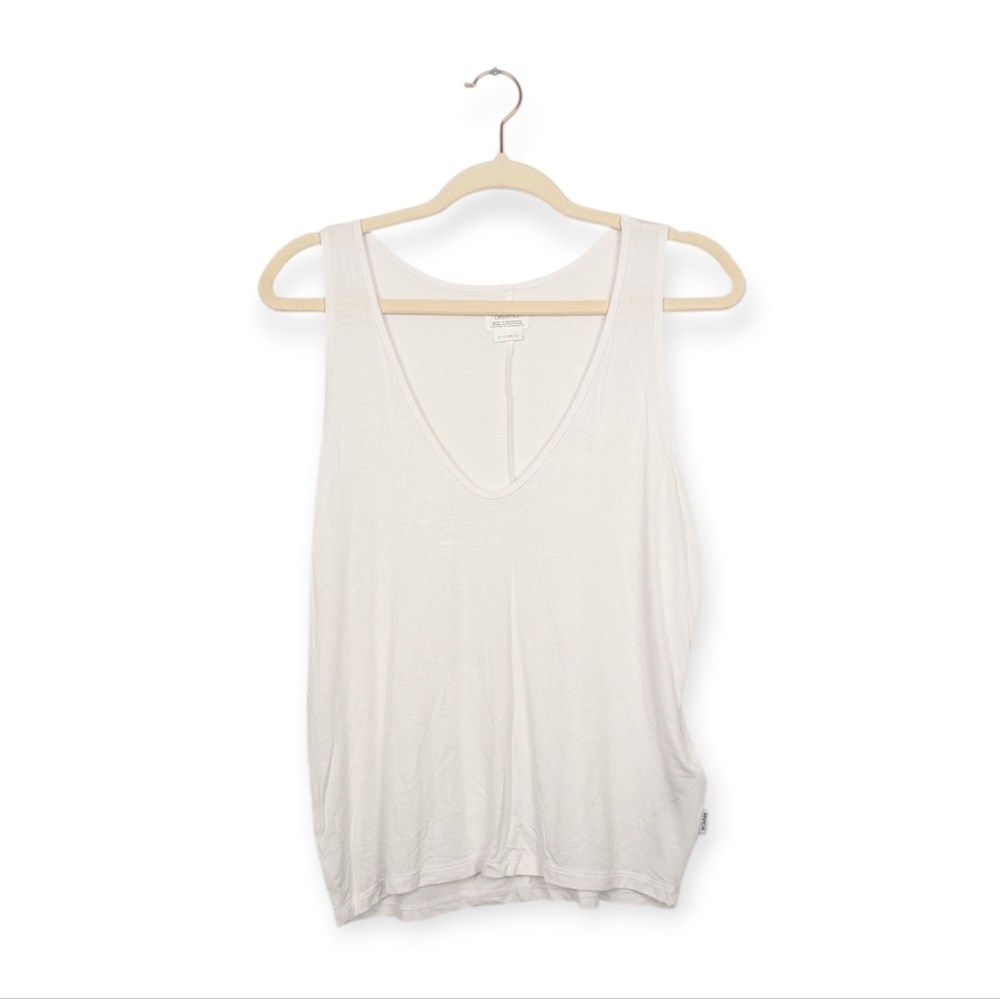 RVCA White V-Neck Mayday Lightweight Modal Casual Tank Top Size S